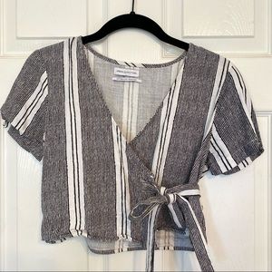 Urban Outfitters Tie Front Striped Top